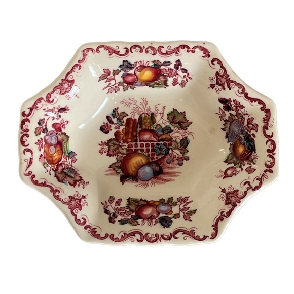 Vintage Mason's Ironstone Fruit Basket Red Candy‎ Nut Dish England - Picture 3 of 8